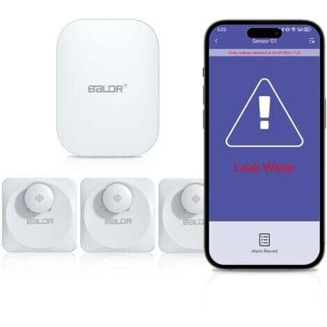 BALDR-Alarme de fuite d'eau, alarme intelligente de téléphone portable, décibel 100db, appel dans toute la maison, inspection intelligente (1/4)