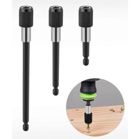 Porte-embout à changement rapide, rallonge de perceuse magnétique, 1/4", porte-clé, adaptateur de tête de forage, jeu d'arbres hexagonaux pour perceuse, tournevis, embouts et tournevis à main, 3 pièce (1/5)