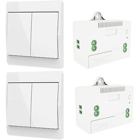 Interrupteur d'éclairage auto-générant sans fil, interrupteur à radiofréquence et récepteur de relais, contrôleur avec fusible, interrupteur cinétique sans batterie (Kit 2 voies 2 clés) (1/5)