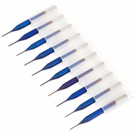 10pcs Cône Fraise en Carbure, Forets Fraises à noyer de Tungstène Bleu Enduit Fraises en Bout pour Machine de Gravure Carte de Circuit Imprimé SCM (0.6mm) (1/5)
