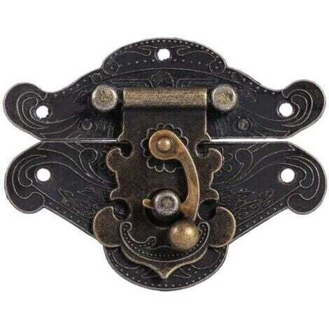 TONYSA Loquet de Style Antique, Bronze Alliage Cadenas Fermoir Cadenas pour Armoire à Bijoux en Bois.(L) (1/4)
