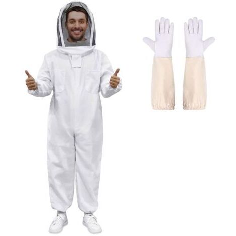 Combinaison Apiculteur en Tissu Épais et Coton de haute qualité, Fermeture Éclair robuste, Gants en Cuir, Capuche Amovible XL (1/5)
