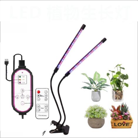 Lampe pour plantes LED Lumière de croissance des plantes,Lumière à clipser,Lumière de remplissage des plantes,2 têtes, programmable