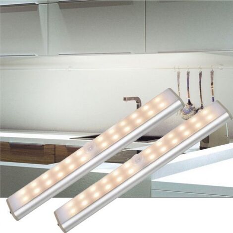 Ruban LED, Bande LED, Éclairage d'armoire LED, lumière de capteur blanc chaud, barre lumineuse 2 pièces, KINSI (1/5)