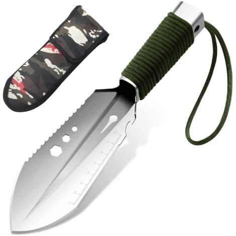 Pelle de Camping, 8 en 1Pelle de Survie Multifonction Mini Portable Pelle de Militaire Pelle Tactique(Argent) (1/5)