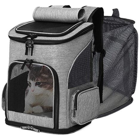 Sac de transport pour chat avec 4 fenêtres – Charge maximale 8kg – Tissu oxford imperméable – Pliable et extensible (1/5)