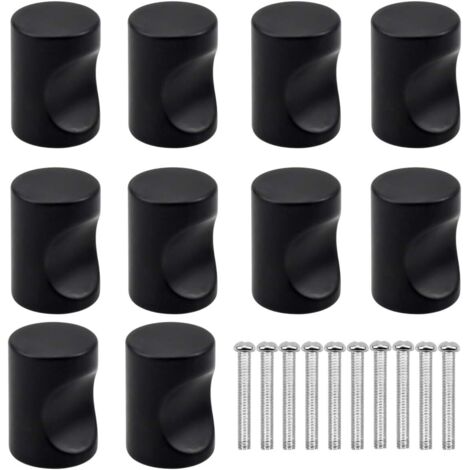 10 Pièces Boutons de Meuble, Noir Tiroir de Porte Poignée, Bouton de Meubles, 25x18mm (1/5)