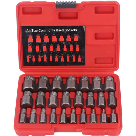 Eosnow – Kit d'extraction de vis endommagé 25 pièces – Acier au chrome-molybdène – Conception en spirale gauche pour retrait rapide – Boîte de rangement incluse