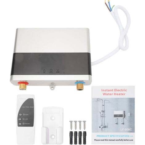 Eosnow Chauffe-eau électrique instantané 6000W 220V,maison cuisine salle de bains intérieur chauffe-eau électrique,argent