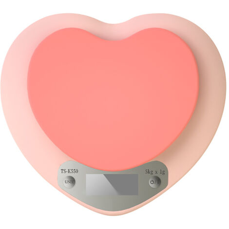 Balance alimentaire numérique, écran LCD HD, 3 unités précises, petite balance électronique de cuisine en forme de cœur, pour la cuisson, batterie de 1 g/5 kg