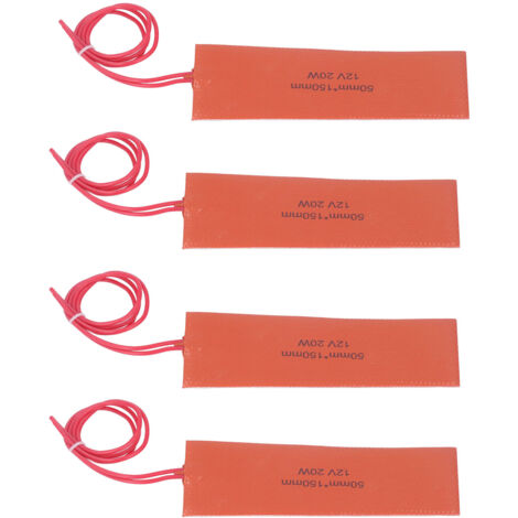 Coussin chauffant en caoutchouc de Silicone, 4 pièces, tapis chauffant Flexible en Silicone, couverture chauffante en caoutchouc pour équipement industriel 20W 12V