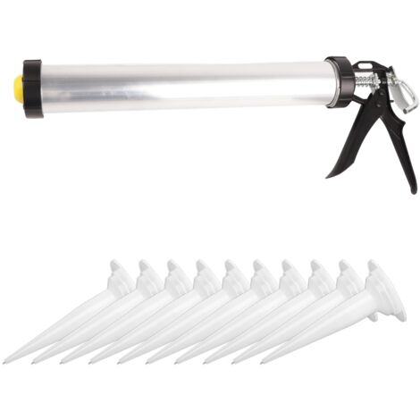 Eosnow Pistolet à calfeutrage en Silicone, Tube en aluminium, outil de calfeutrage de 600ml avec 10 buses, 1 pièce
