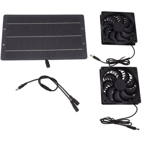 Kit de ventilateur à panneau solaire 10W, double ventilateur d'extraction à énergie solaire résistant aux intempéries, montage mural pour poulaillers, serres, hangars