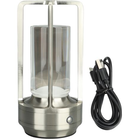 Lampe de Table sans fil 3 couleurs, variateur LED en continu, lampe tactile Rechargeable, lampe de chevet, lampe de chevet, argent