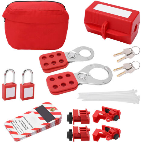 Eosnow Kit de verrouillage de sécurité avec cadenas, loquets, verrouillage de disjoncteur, étiquettes Loto, sac de transport pour produits chimiques industriels