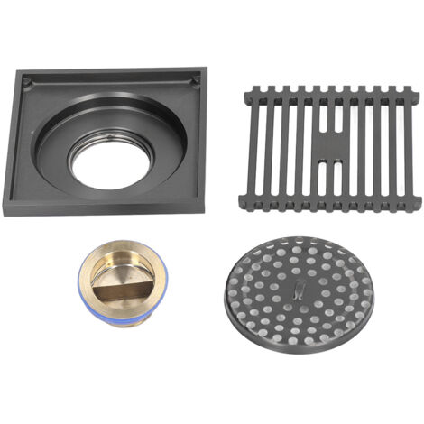 Eosnow Drain de sol carré en acier inoxydable, Anti-odeur, grille de salle de bain à grand déplacement pour la maison, balcon gris