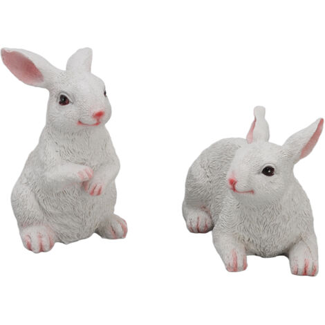 Eosnow 1 paire de lapin ornements décorations résine artisanat d'art modèle Animal Sculpture Statue Figurine pour balcon jardin