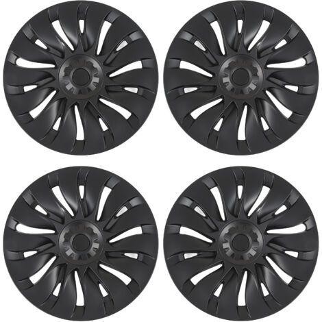 4 pièces 19 pouces capuchon de moyeu de roue noir mat moyeu de roue automobile entièrement enveloppant le protecteur de jante de remplacement pour Tesla modèle Y 2020 à 2023