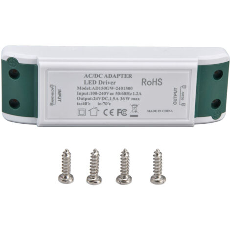 Eosnow Pilote LED 24 V DC 1,5 A 36 W Alimentation LED Transformateur 24 V à courant constant AC100-240 V