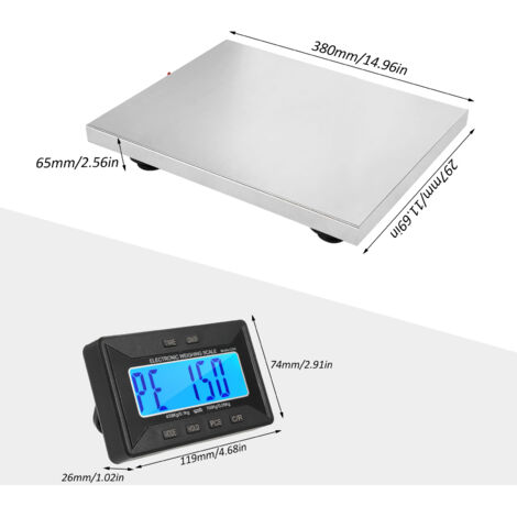 Eosnow Balance d'expédition 450 kg/992 lb, robuste, en acier inoxydable, avec affichage sans fil, tare et affranchissement numérique 3 unités, pour colis, bureau de poste et domicile