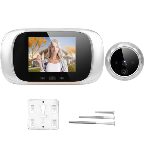 Eosnow Visionneuse visuelle de porte LCD TFT 2,8 pouces, Vision nocturne IR, caméra de stockage cyclique, sonnette Ding Dong, système de contrle d'accès intelligent, argent
