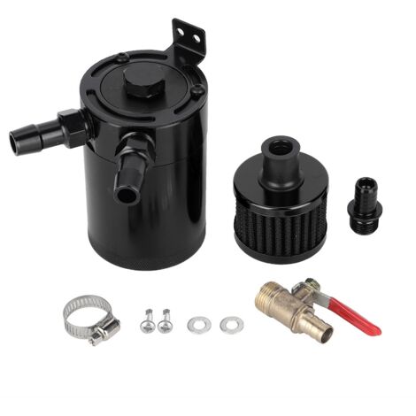 Réservoir d'huile universel en alliage d'aluminium, avec Kit d'accessoires à 2 ports (noir)