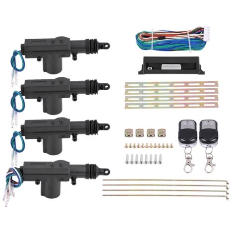 Eosnow Kit de verrouillage/déverrouillage de porte électrique de voiture, 12V, 4 portes, télécommande, 2 entrées sans clé, système de verrouillage Central automatique
