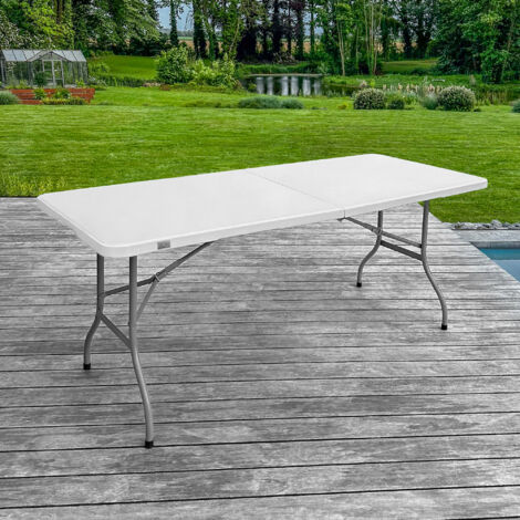 Table Pliante 180x75x74 cm Rectangulaire Gris Clair - Table de Camping Pliante 8 personnes Grand Largeur (75cm) - Table pliante Exterieur en HDPE épais de 3,5 cm - Table de Jardin Pied (1/5)