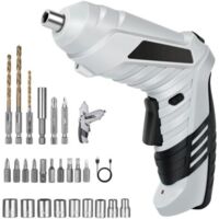 Perceuse Visseuse Sans Fil , Visseuse Devisseuse Excentrique , Visseuse Devisseuse 1300mAh 3.6V + 26 Accessoires , 2 Sens Rotation + Lampe LED , Câble Charge USB , Idéal pour Artisans