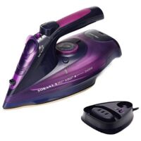 Fer à repasser, Fer à Vapeur, fer repasser voyage Semelle antiadhésive, 2400W, sans fil, 360ML,Violet, KINSI