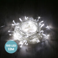 Guirlande Lumineuse 12M Intérieur et Extérieur 100 LEDs Blanc Froid - Guirlande Lumineuse Sapin Cable Transparent avec 8 Modes et Télécommande dont Minuteur pour Noel Decoration et Deco Mariage