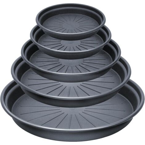 Lot de 5 Soucoupes 10/8/7/6/5 Pouces, Soucoupes Rondes pour Pots de Fleurs, Plateau de Protection pour Plantes d'Intérieur, d'Extérieur et Jardin (1/5)