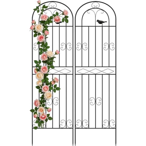 Cloture Jardin Exterieur en Metal Anti-Rouille, Treillis et Tuteur Plante Grimpante pour Rosiers Clematites Concombres, Decoratif Pelouse Cour, 180 x 50 cm, Lot de 2 (1/5)