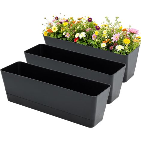Lot de 3 jardinières de fenêtre de 40,6 x 9,6 cm (1/5)