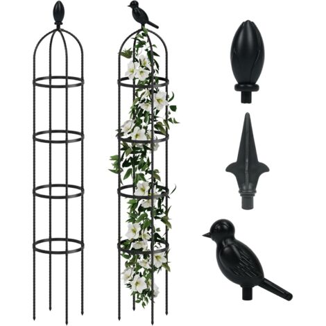 Tuteur Obélisque Jardin 175 cm pour Plantes Grimpantes, Support Métallique Round pour Rosiers Clématites Jasmin, Tuteur Anti-Rouille Intérieur Extérieur