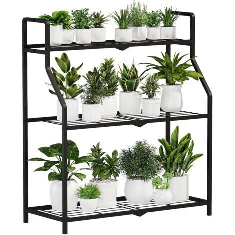 Étagère Plantes en Métal – Support Plantes Intérieur et Extérieur, Porte Plante à 3 Niveaux, Étagère Plante Robuste pour Balcon, Jardin et Salon (1/5)