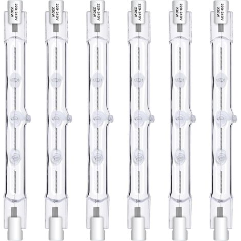 Ampoule Halogène R7S 118mm 230W 230V, Ampoule J118 Dimmable halogene 2800K Blanc Chaud, Convient Pour les Lampadaires, les Eclairages Paysagers, Pack de 6 (1/5)