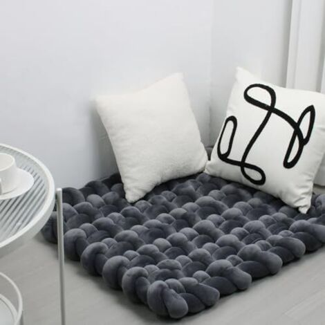 Doux tissé à la Main Pure Tapis de Jeu pour bébé Tummy Time Cushion Area Rug Coussin siège (Dark Grey) (1/5)