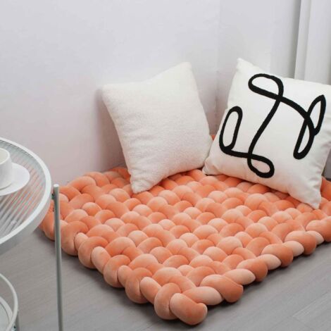 Doux tissé à la Main Pure Tapis de Jeu pour bébé Tummy Time Cushion Area Rug Coussin siège (Carrot) (1/5)