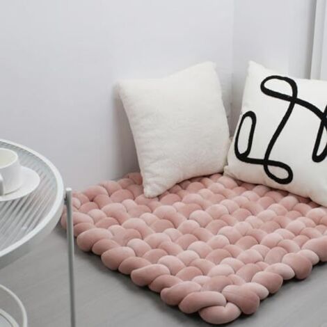 Doux tissé à la Main Pure Tapis de Jeu pour bébé Tummy Time Cushion Area Rug Coussin siège (Dusty Rose) (1/5)