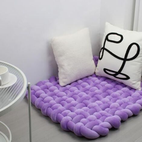 Doux tissé à la Main Pure Tapis de Jeu pour bébé Tummy Time Cushion Area Rug Coussin siège (Dark Purple) (1/5)