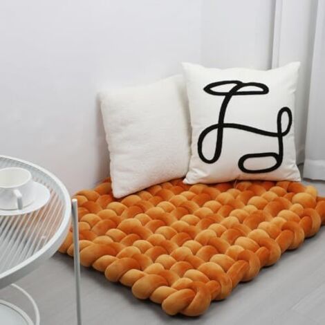 Doux tissé à la Main Pure Tapis de Jeu pour bébé Tummy Time Cushion Area Rug Coussin siège (Special Orange 50) (1/5)