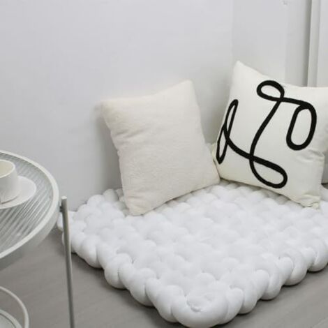 Doux tissé à la Main Pure Tapis de Jeu pour bébé Tummy Time Cushion Area Rug Coussin siège (White) (1/5)