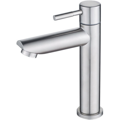 Laoa – Robinet de lave-mains eau froide – Acier inoxydable 304 – Hauteur sous bec 18 cm – Surface anti-traces et anti-rayures