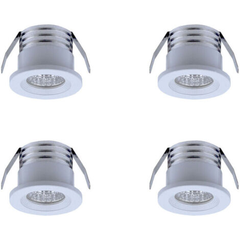 Lot de 4 mini spots LED encastrables, 3 W, Lumière neutre Blanc