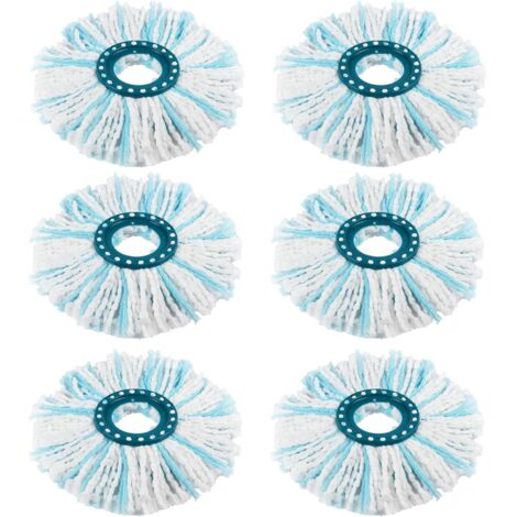 Lot de 6 têtes de rechange pour vadrouille Leifheit Clean Twist Disc Mop/Clean Twist Disc Mop Ergo, vadrouille en microfibre pour tous les sols, vadrouille double fibre capable d'absorber efficacement