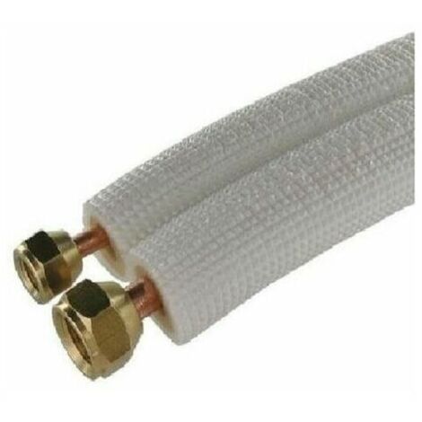Ahlsen – Liaison bi tube frigorifique M1 3m – Raccords prêts montés 1/4 et 3/8 – Tube cuivre 6 et 10 mm – Compatible R22, R407C, R410A, R507A