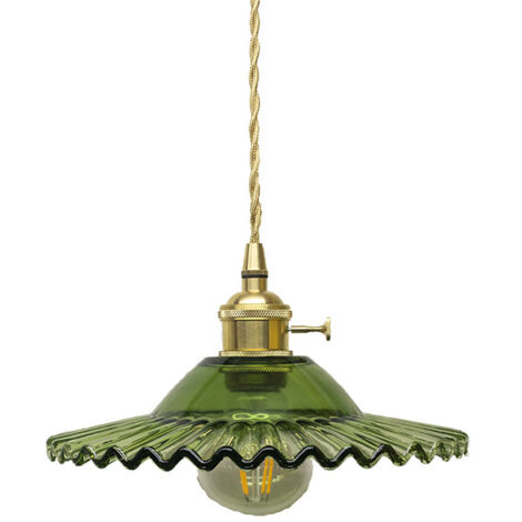 Galozzoit – Suspension vintage industrielle en verre vert – Applique murale LED E27 – Design rétro pour éclairage intérieur – Ø22 cm (1/5)