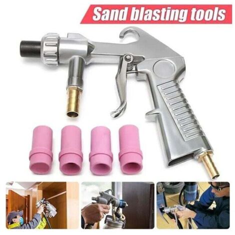 Pistolet de sablage pneumatique – 4 buses céramiques 4/5/6/7mm – Nettoyage surface, enlèvement rouille, sablage verre et aluminium
