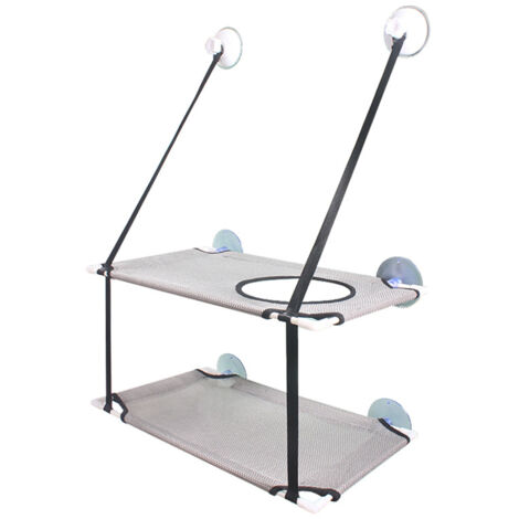 Siège de fenêtre pour chat Hamac pour chat Siège de fenêtre Double Grand chat Gain de place pour chat Perchoir de sécurité durable monté sur fenêtre avec 6 ventouses Convient aux grands et petits chat (1/5)